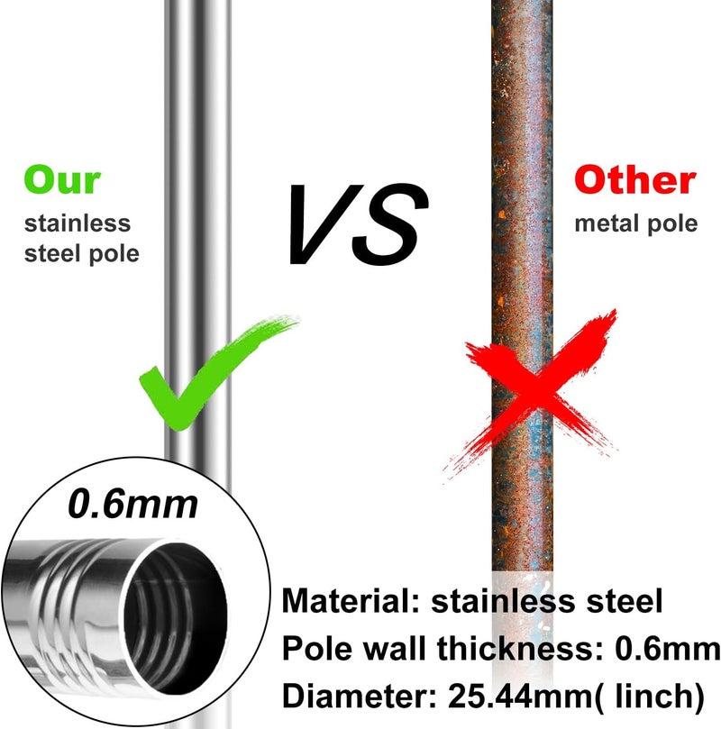 evertoco Premium Flag Pole Kit - T304 Stainless Steel 180°Adjustable Flag Bracket, Thicker 6 Ft Flag Pole with Aluminum Alloy Rings - Durable, Wind Resistant, Rust Free, Silver - Image 3